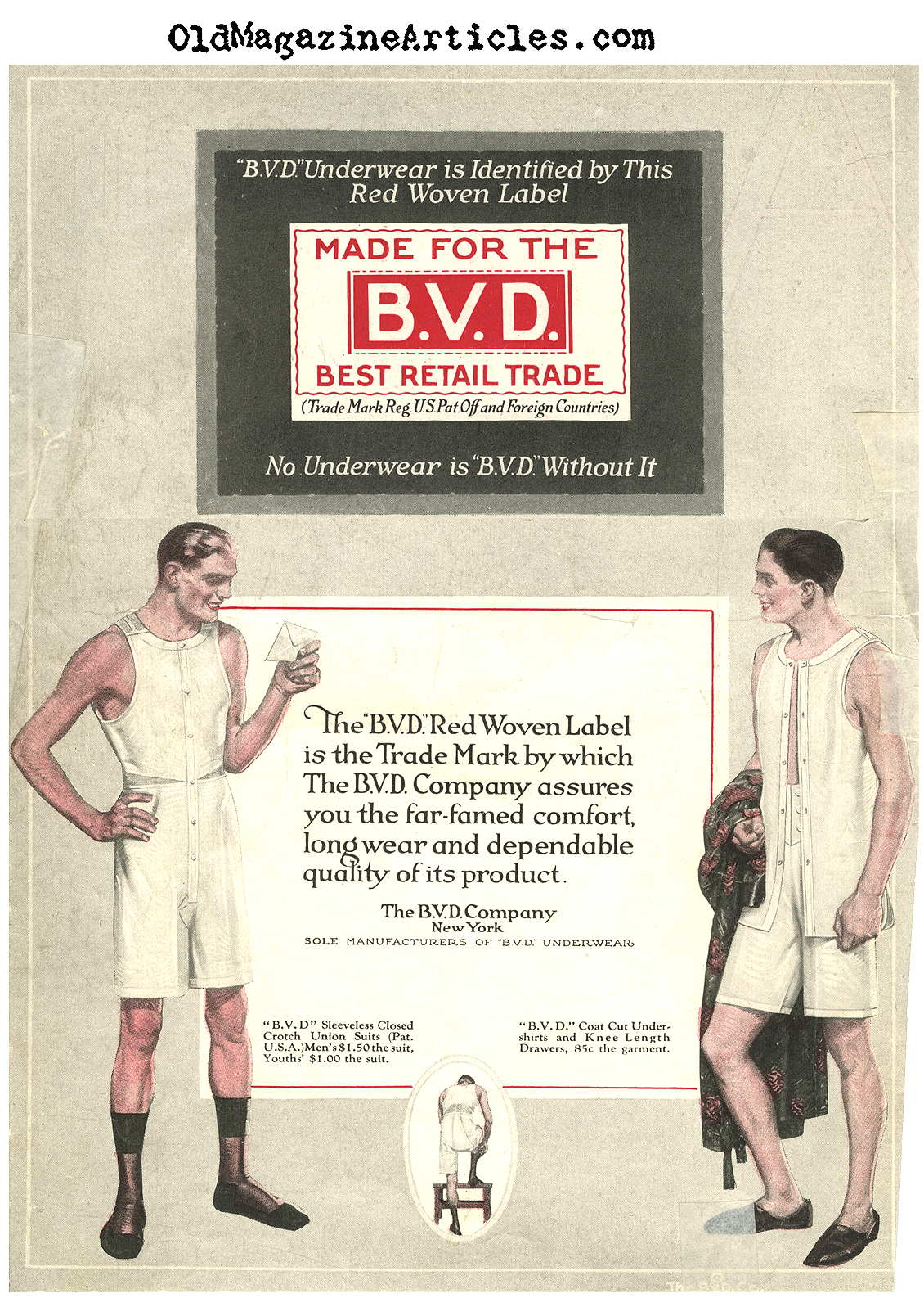 Men's Undergarments: 1921 (Magazine Advertisement, 1921)